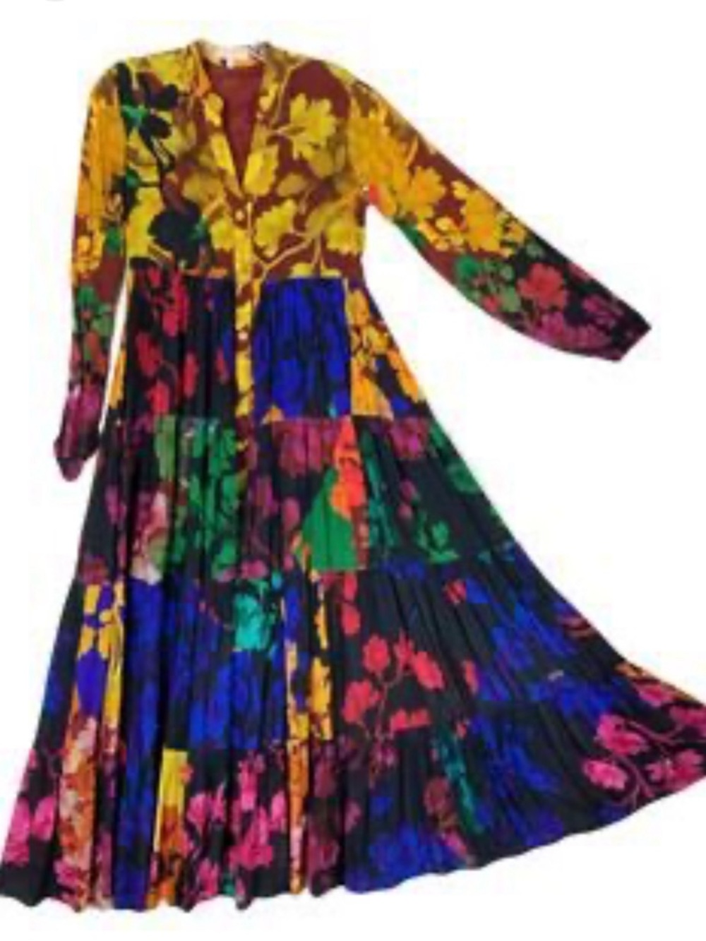 Anthropologie Siddhartha Bansal Mixed Print Button Front Maxi Dress Size XXS - Picture 4 of 9